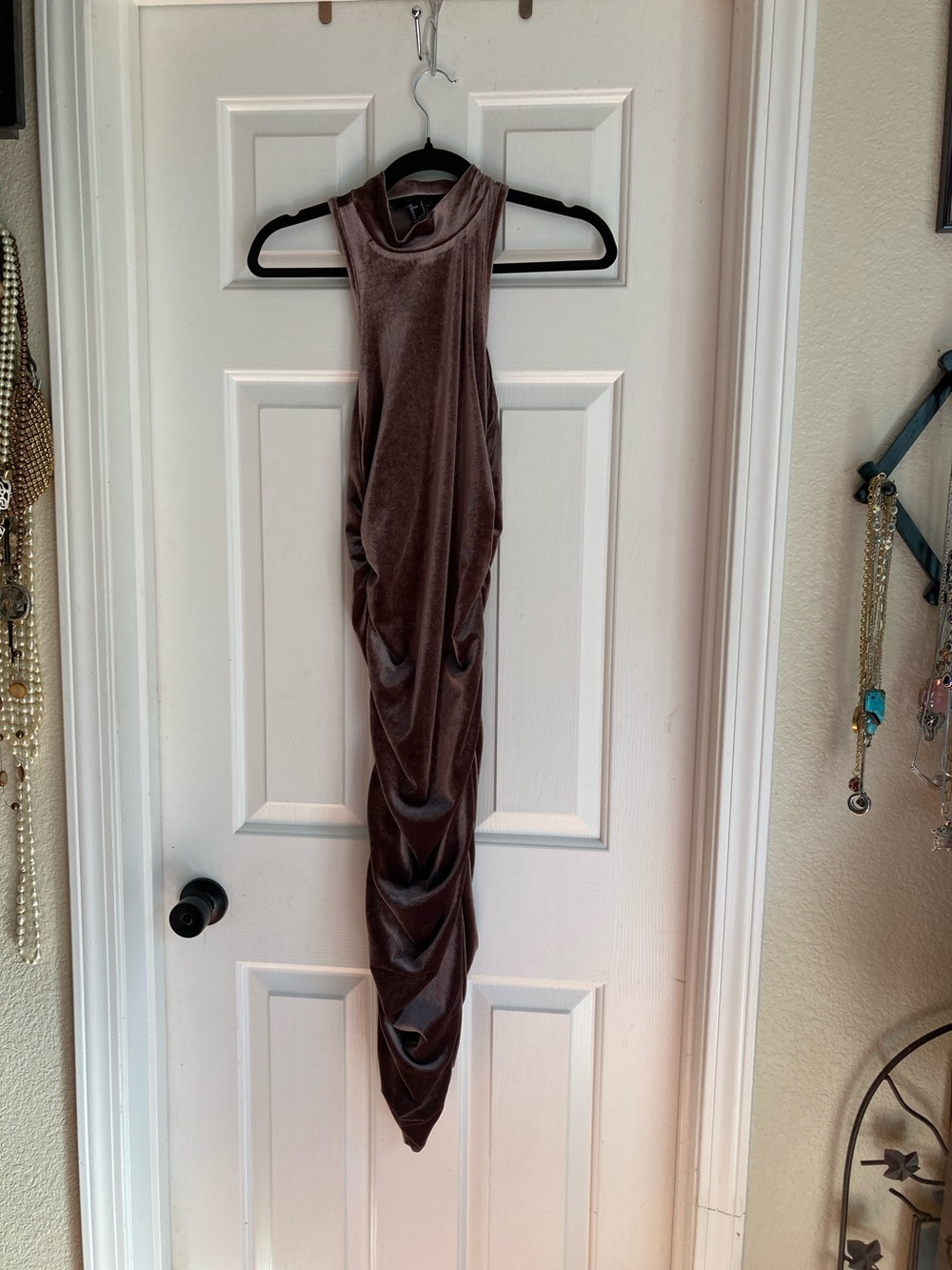 Forever 21 Mauve Velvet Ruched Maxi Dress